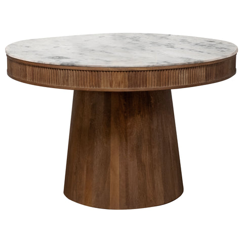 Trinity Round 46-inch Marble Top Wood Dining Table NaturalNatural
