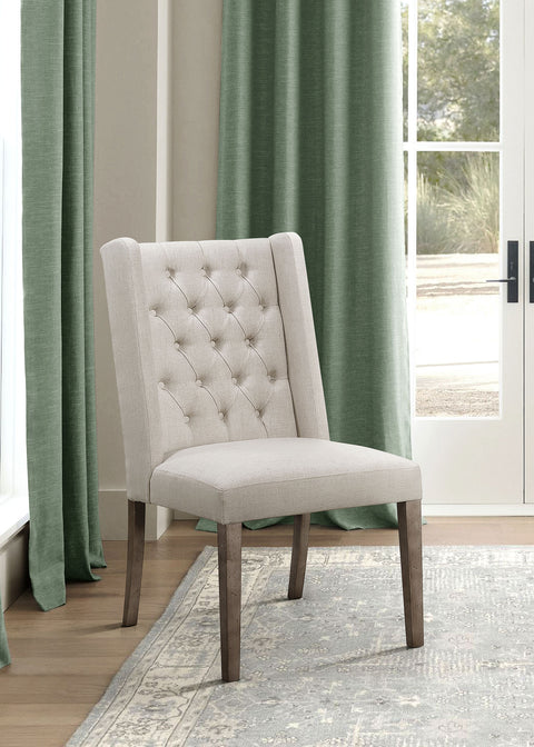 Salem Fabric Upholstered Dining Side Chair Beige (Set of 2)Beige