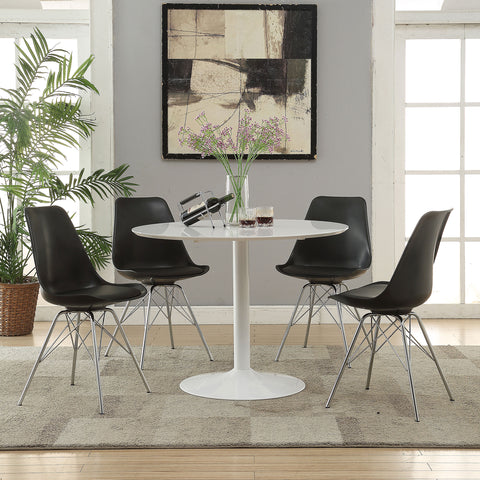 Seraphina 5-piece Round Dining Table Set White and BlackBlack