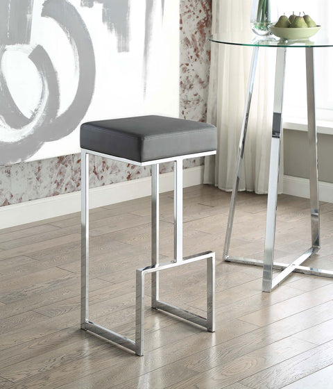 Kayd Square Bar Stool Grey and ChromeGrey