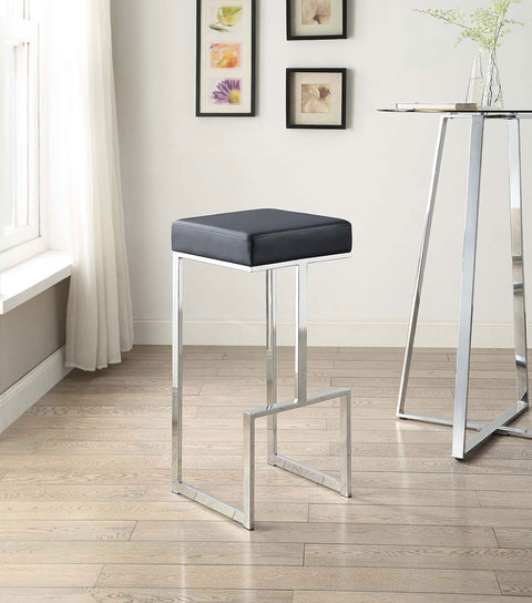 Kayd Square Bar Stool Black and ChromeBlack