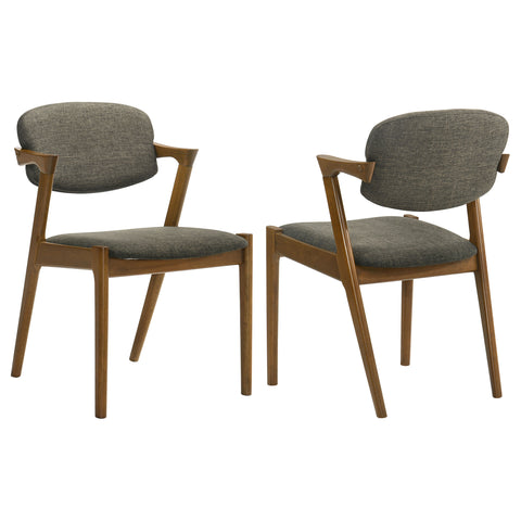 Junko Padded Wood Dining Arm Chair Dark Walnut (Set of 2)Dark Walnut