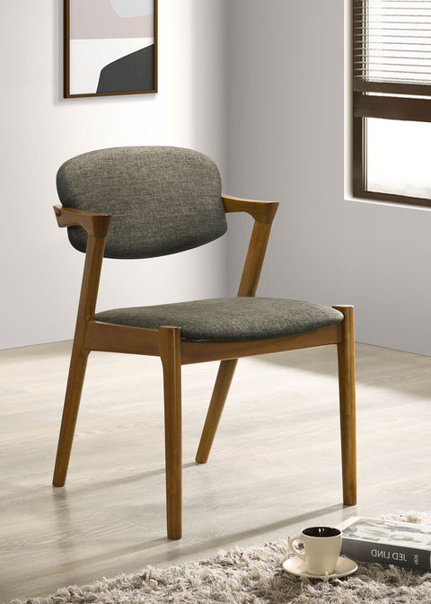 Junko Padded Wood Dining Arm Chair Dark Walnut (Set of 2)Dark Walnut