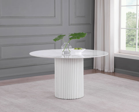 Tisdall Round 53-inch Sintered Stone Top Dining Table WhiteWhite Marble