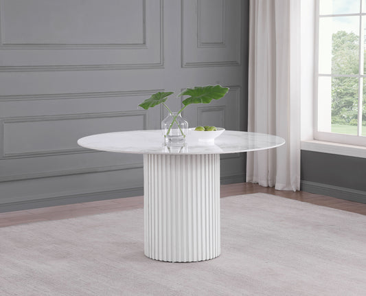 Serene Round 53-inch Sintered Stone Top Dining Table White