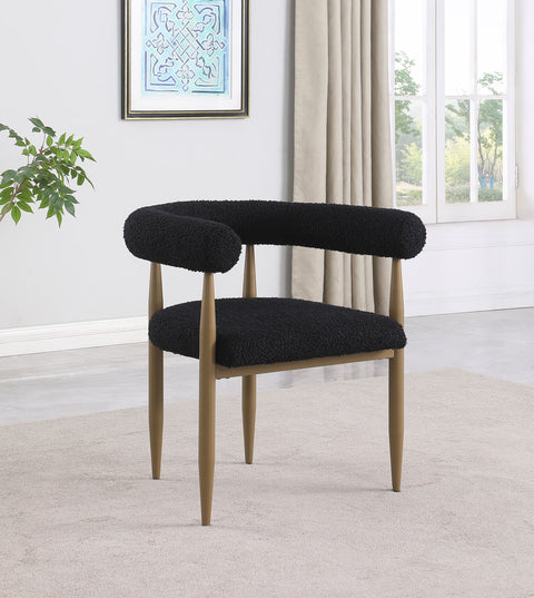 52x27-inch Boucle Upholstered Dining Arm Chair Black (Set of 2)Black