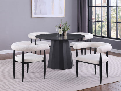 Stanford 5-piece Round Faux Marble Top Dining Table Set BlackBlack