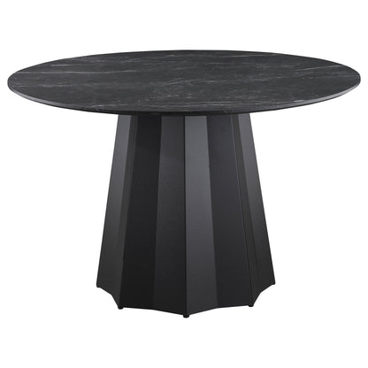 Stanford 5-piece Round Faux Marble Top Dining Table Set BlackBlack