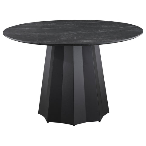 Stanford 5-piece Round Faux Marble Top Dining Table Set BlackBlack