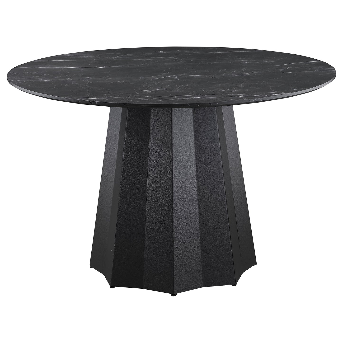 churchill round 48-inch faux marble top dining table black