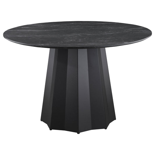 Churchill Round 48-inch Faux Marble Top Dining Table Black