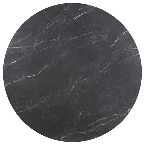 Stanford Round 48-inch Faux Marble Top Dining Table BlackBlack