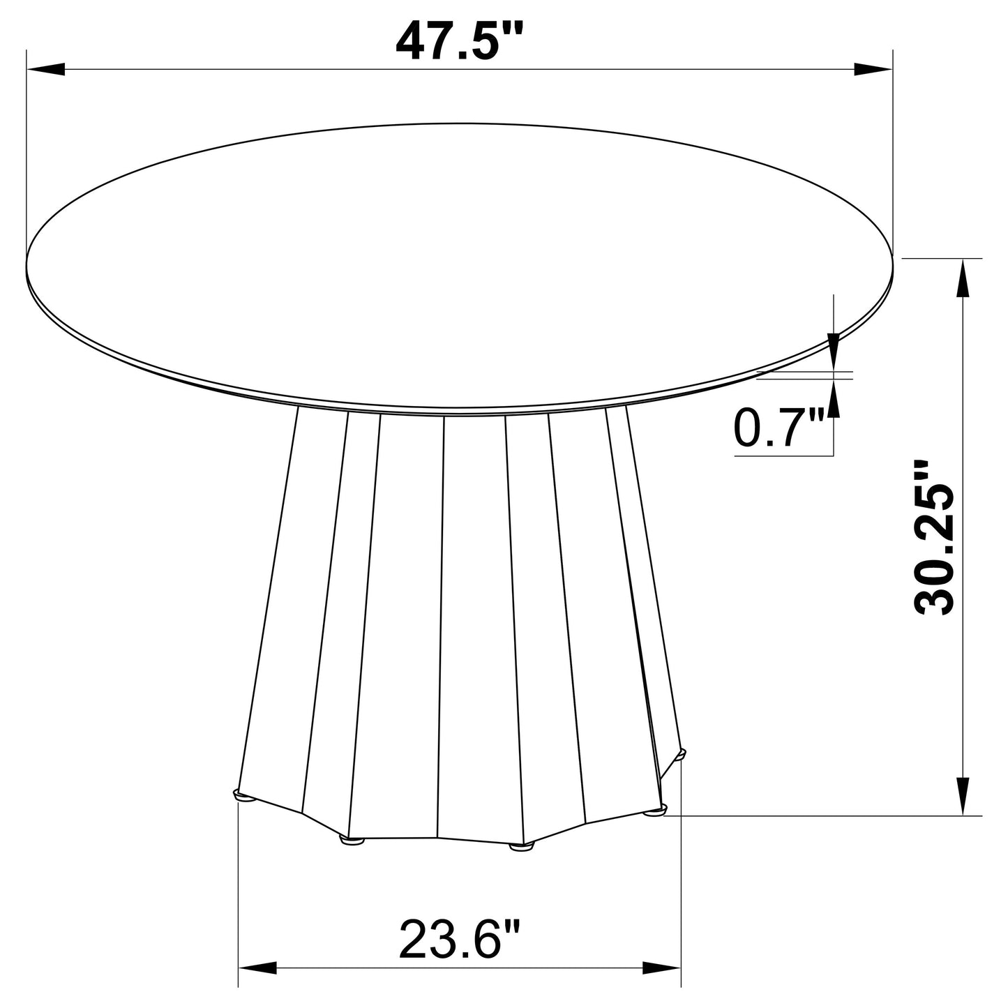 churchill round 48-inch faux marble top dining table black