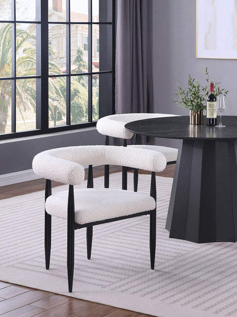 52x27-inch Boucle Upholstered Dining Arm Chair Cream (Set of 2)Cream