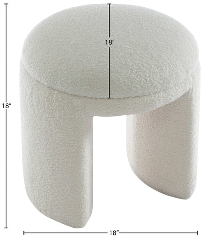 Via Cream Faux Shearling Teddy Fabric Ottoman/Stool Cream