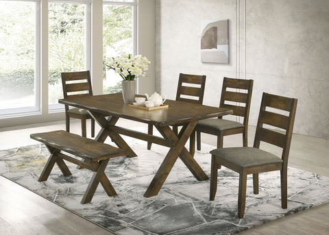 Julian 6-piece Rectangular Dining Table Set Knotty NutmegKnotty Nutmeg