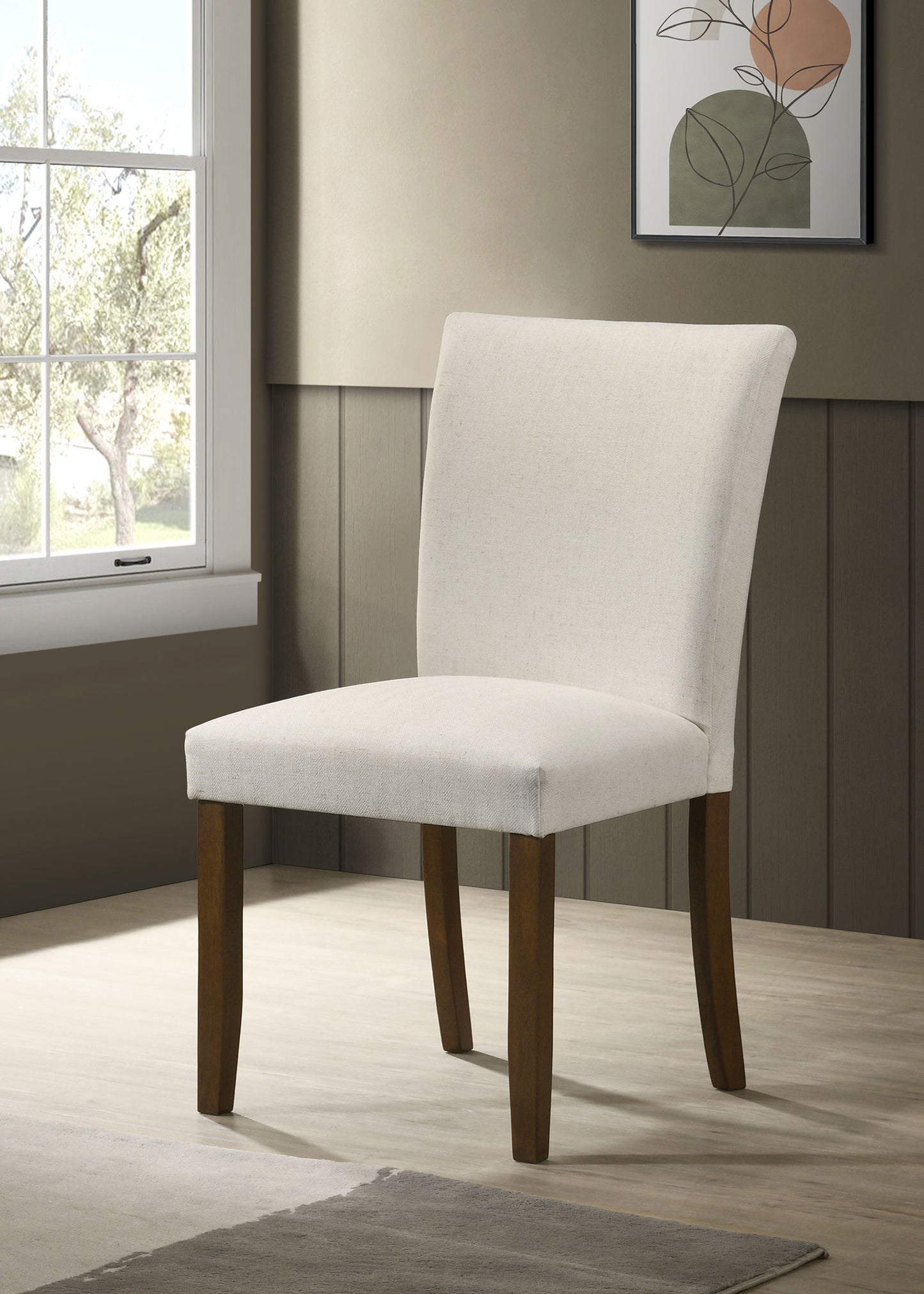 bridle upholstered dining side chair beige (set of 2)