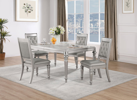 Tenya Game 5-piece Rectangular Dining Set Metallic PlatinumMetallic Platinum