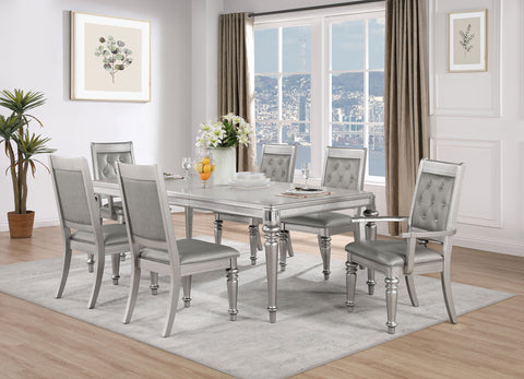 Tenya Game 7-piece Rectangular Dining Set Metallic PlatinumMetallic Platinum