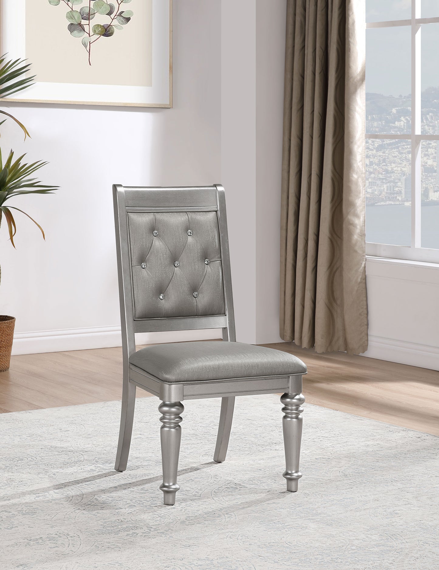 tenya game dining side chair metallic platinum (set of 2)metallic platinum