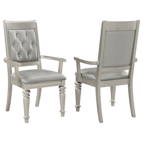 Tenya Game Dining Arm Chair Metallic Platinum (Set of 2)Metallic Platinum