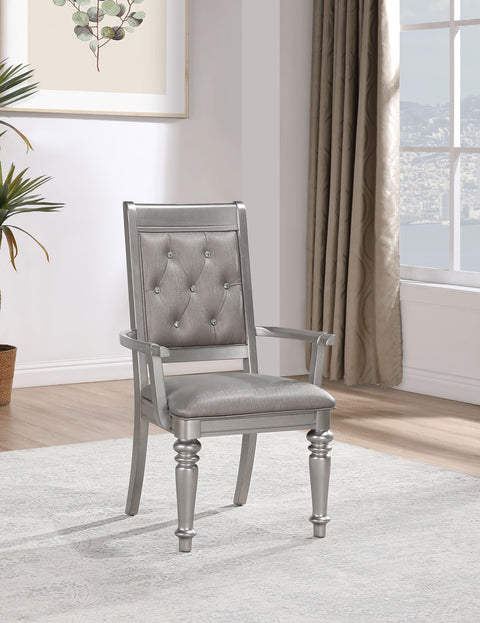 Tenya Game Dining Arm Chair Metallic Platinum (Set of 2)Metallic Platinum