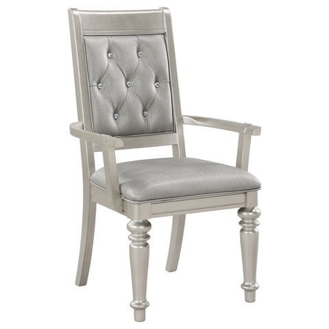 Tenya Game Dining Arm Chair Metallic Platinum (Set of 2)Metallic Platinum