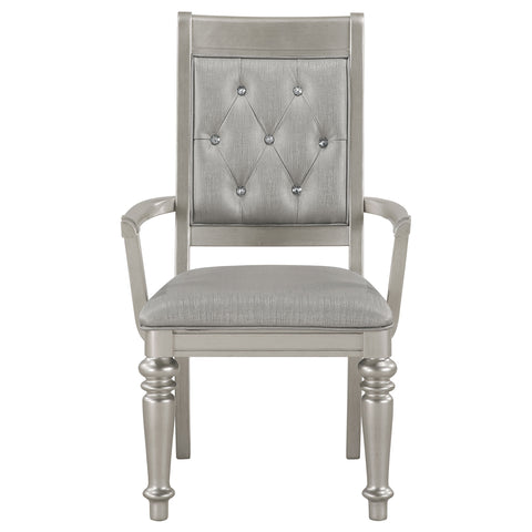 Tenya Game Dining Arm Chair Metallic Platinum (Set of 2)Metallic Platinum