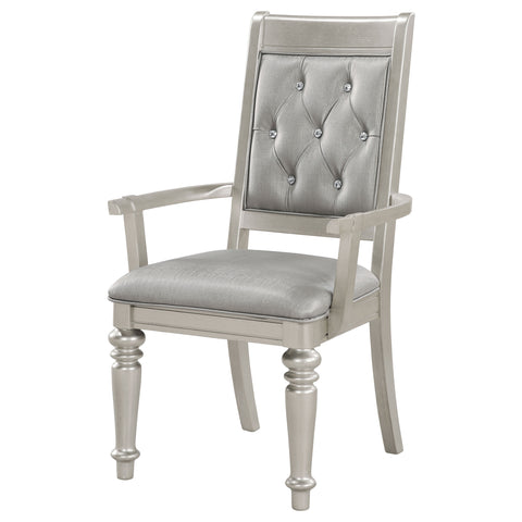 Tenya Game Dining Arm Chair Metallic Platinum (Set of 2)Metallic Platinum