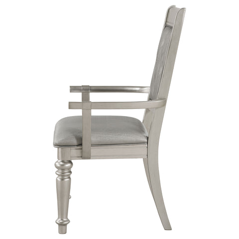 Tenya Game Dining Arm Chair Metallic Platinum (Set of 2)Metallic Platinum