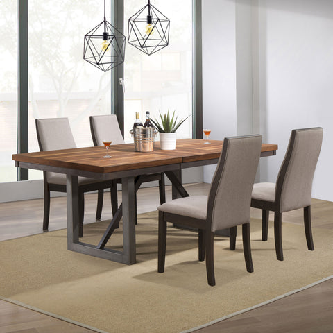 Visalia Creek 5-piece Rectangular Dining Table Set TaupeNatural Walnut / Taupe