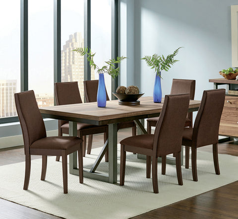 Visalia Creek 7-piece Rectangular Dining Table Set ChocolateNatural Walnut / Chocolate