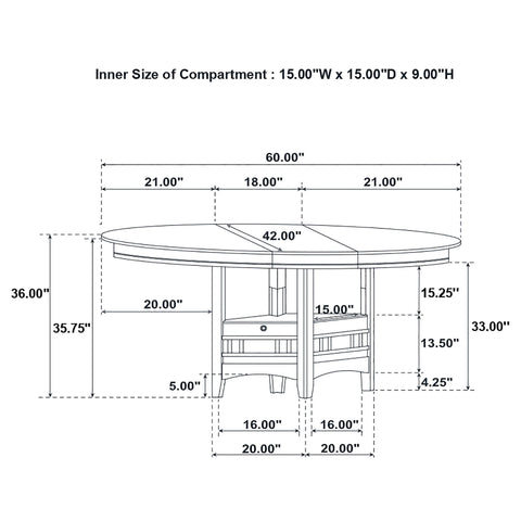Parkes Oval 60-inch Counter Height Extension Dining Table Light Oak