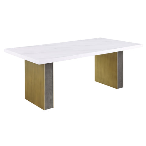 Achelle 80-inch Cultured Carrara Marble Top Dining Table WhiteWhite Marble