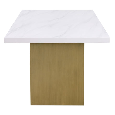 Achelle 80-inch Cultured Carrara Marble Top Dining Table WhiteWhite Marble
