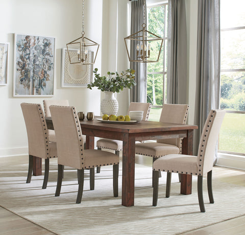 Deepika 7-piece Rectangular Dining Set Rustic Golden Brown