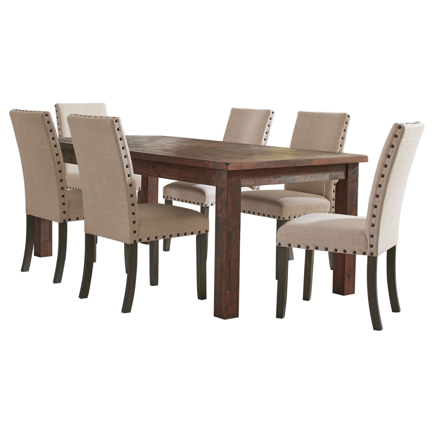 deepika 7-piece rectangular dining set rustic golden brown