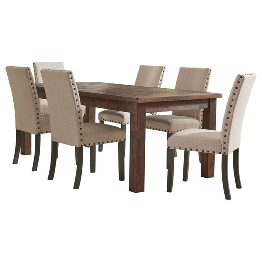 Deepika 7-piece Rectangular Dining Set Rustic Golden Brown