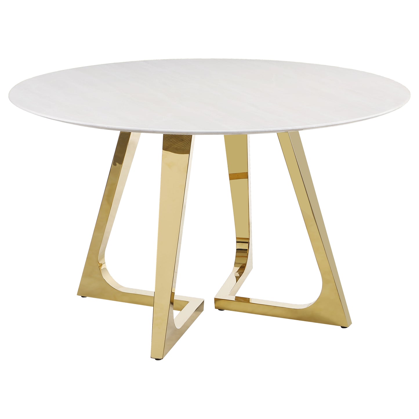 acton round 51-inch marble stainless steel dining table gold