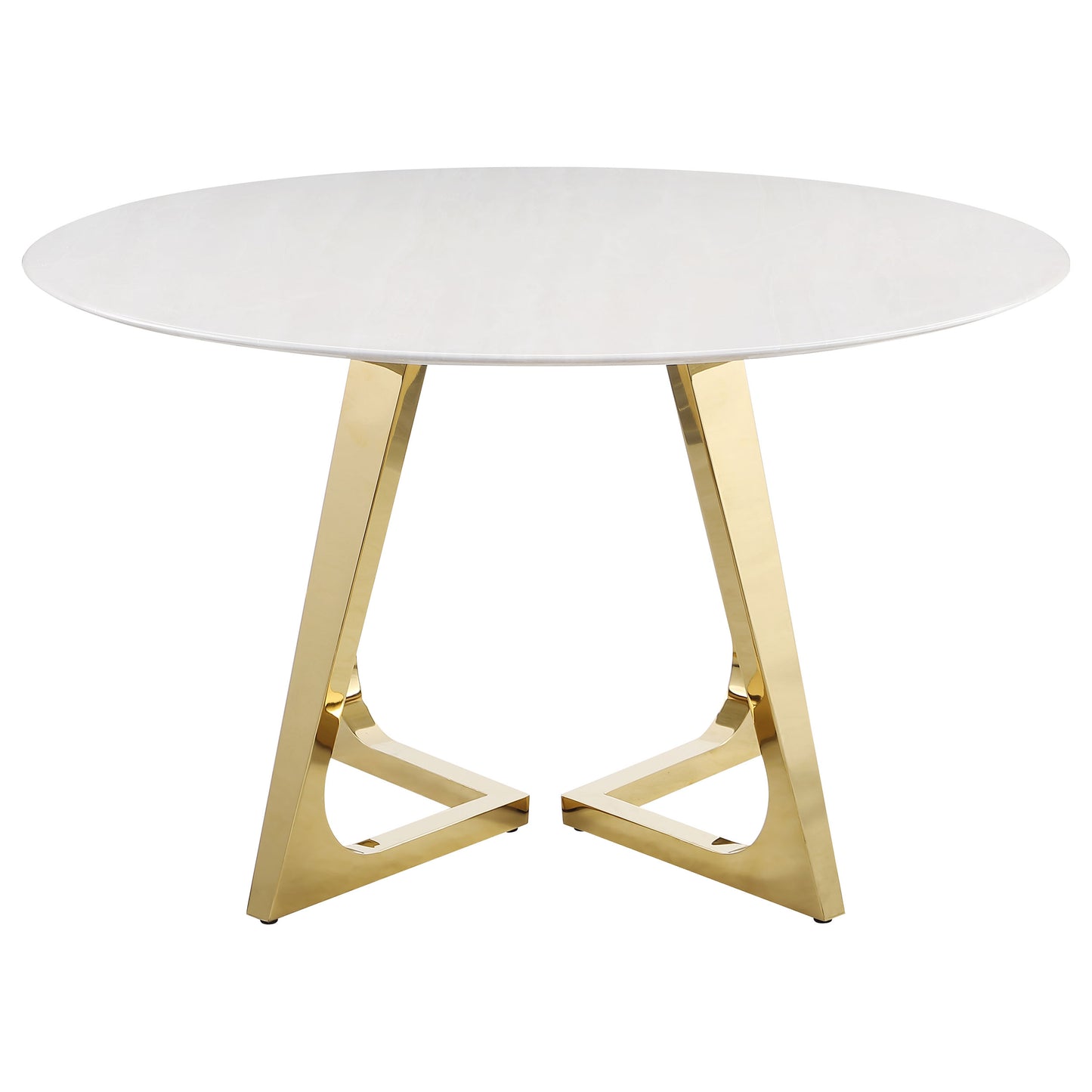 acton round 51-inch marble stainless steel dining table gold