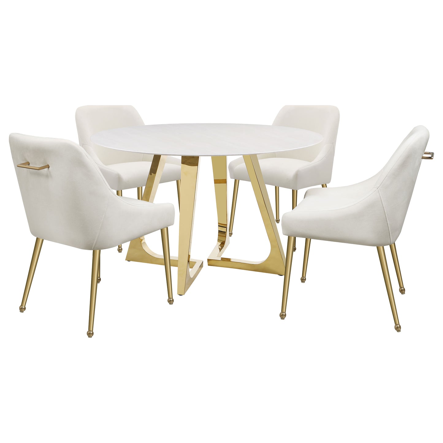 acton round 51-inch marble stainless steel dining table gold