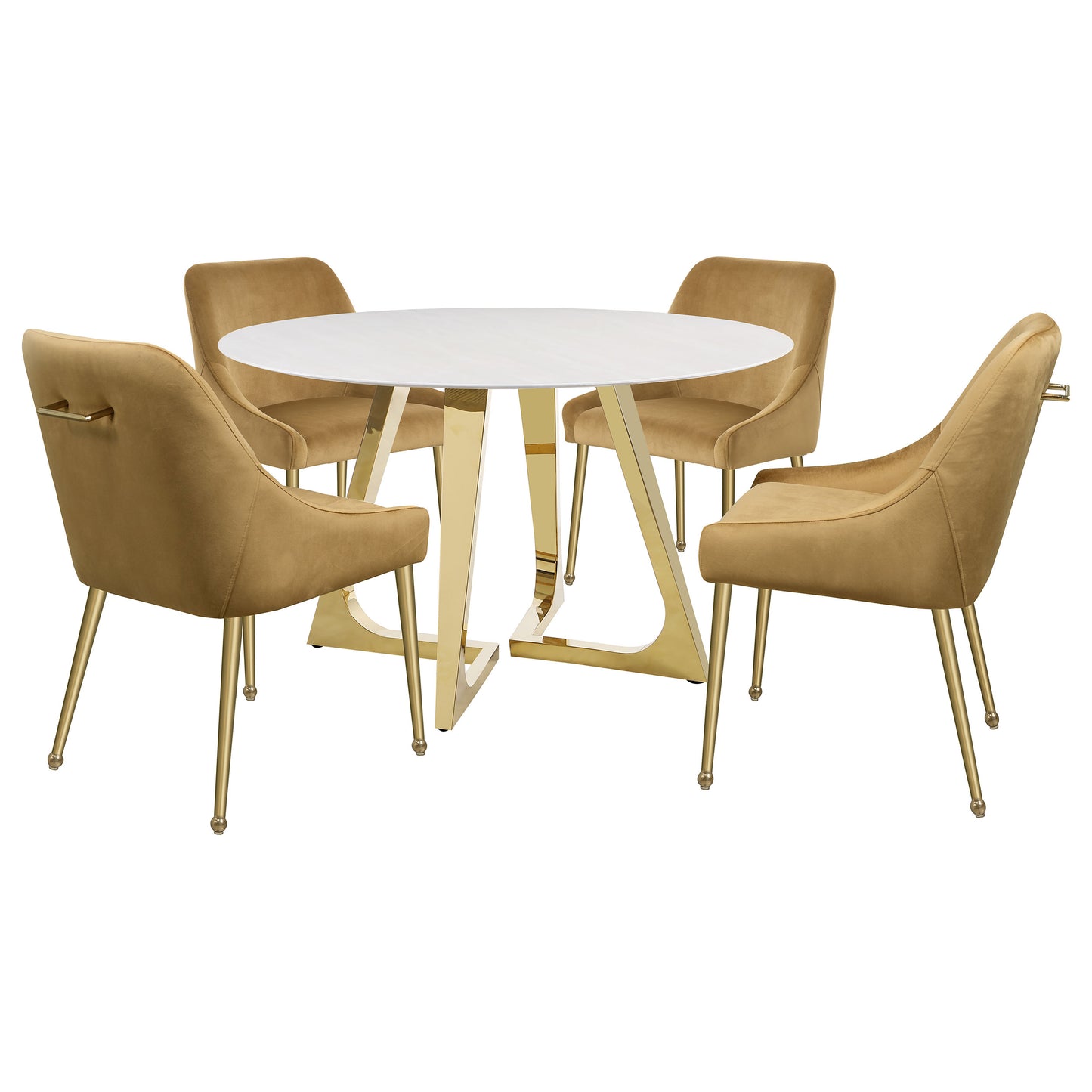 acton round 51-inch marble stainless steel dining table gold