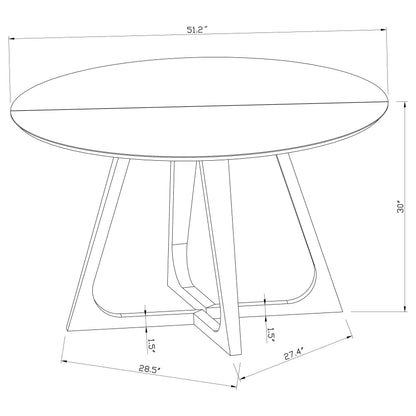 Acton Round 51-inch Marble Stainless Steel Dining Table Gold