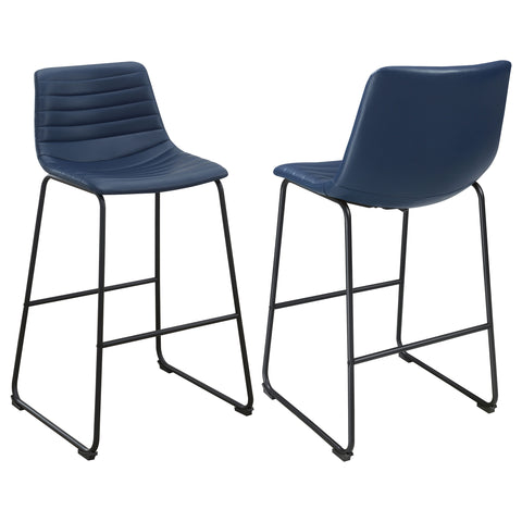 Carmen Faux Leather Upholstered Bar Chair Blue (Set of 2)Blue