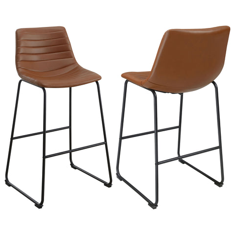 Carmen Faux Leather Upholstered Bar Chair Saddle (Set of 2)Saddle