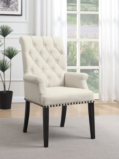 24x24-inch Fabric Upholstered Dining Arm Chair BeigeBeige
