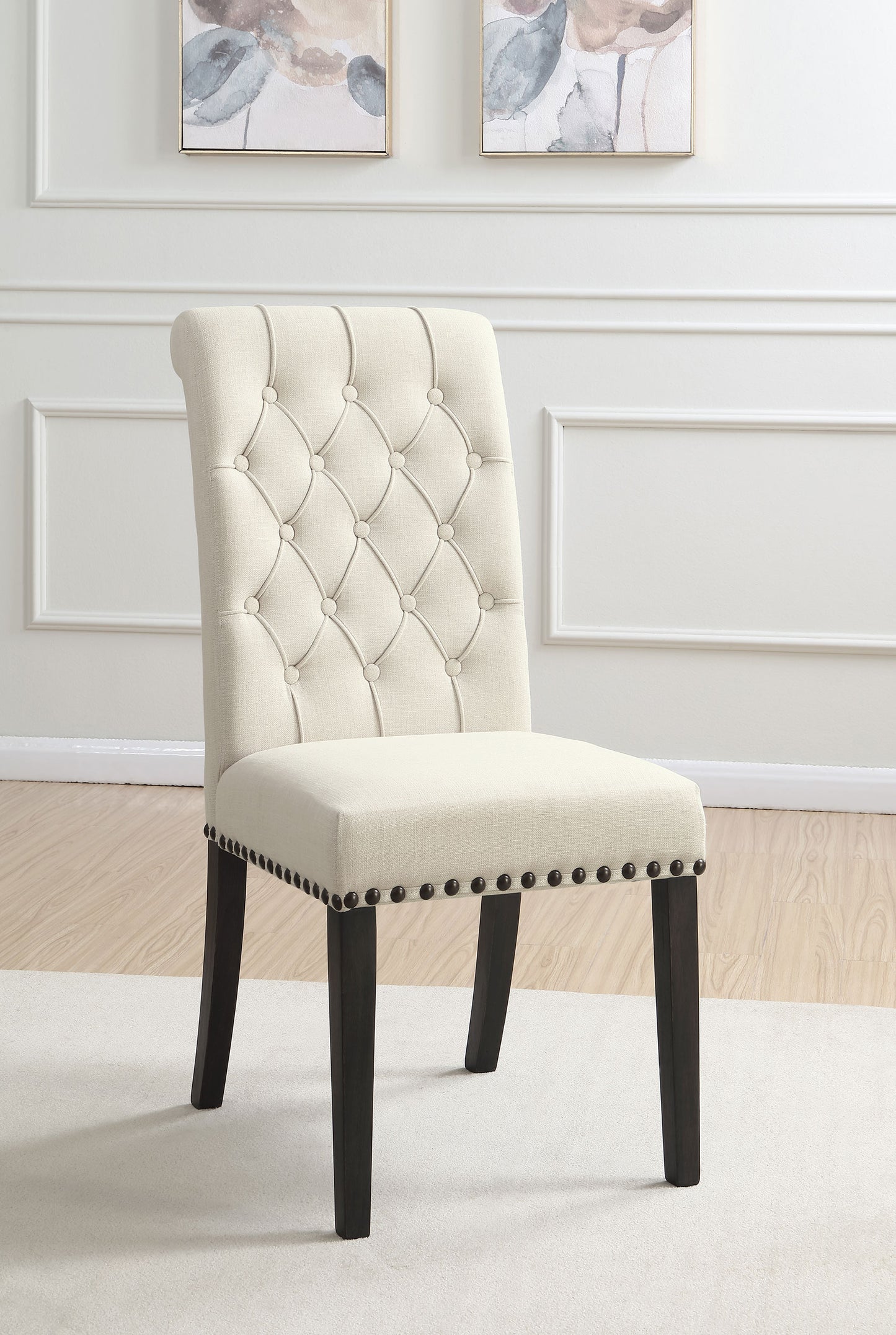 24x24-inch fabric upholstered dining side chair beige (set of 2)beige