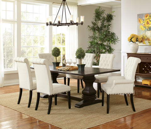 Toscano 7-piece Rectangular Dining Table Set Rustic EspressoRustic Espresso / Beige