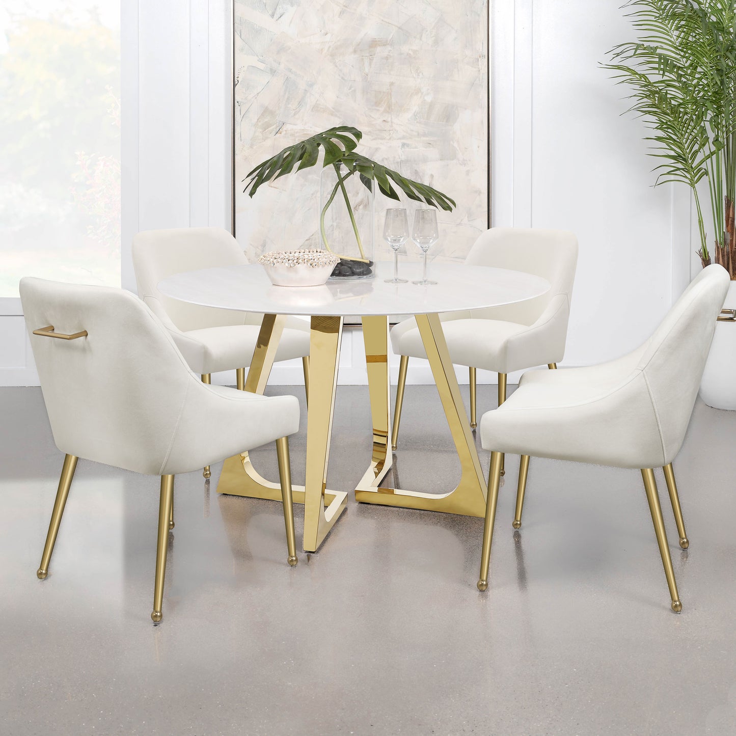 shania upholstered dining side chair ivory (set of 2)