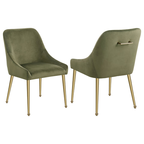 Allison Upholstered Dining Side Chair Olive (Set of 2)Olive / Gold